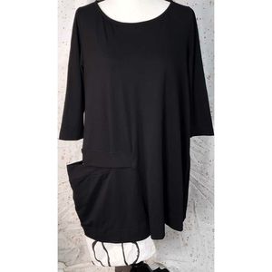 Urban by Alembika Tunic Top Black White Lagenlook Pocket